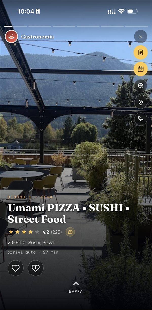 Travel AI — storia ristorante con menu