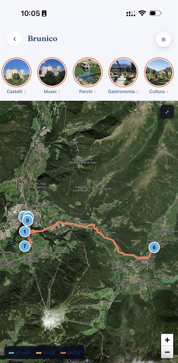Travel AI — mappa del viaggio con le categorie